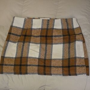 Chic Brown and Cream Plaid Mini Skirt